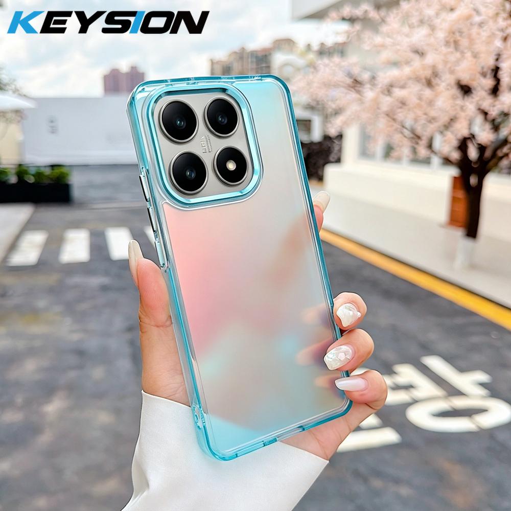 KEYSION Fashion Laser Gradient Colorful Phone Case for Xiaomi 14T 14T Pro 5G Soft TPU+PC Shockproof Back Cover for Xiaomi 14T 5G