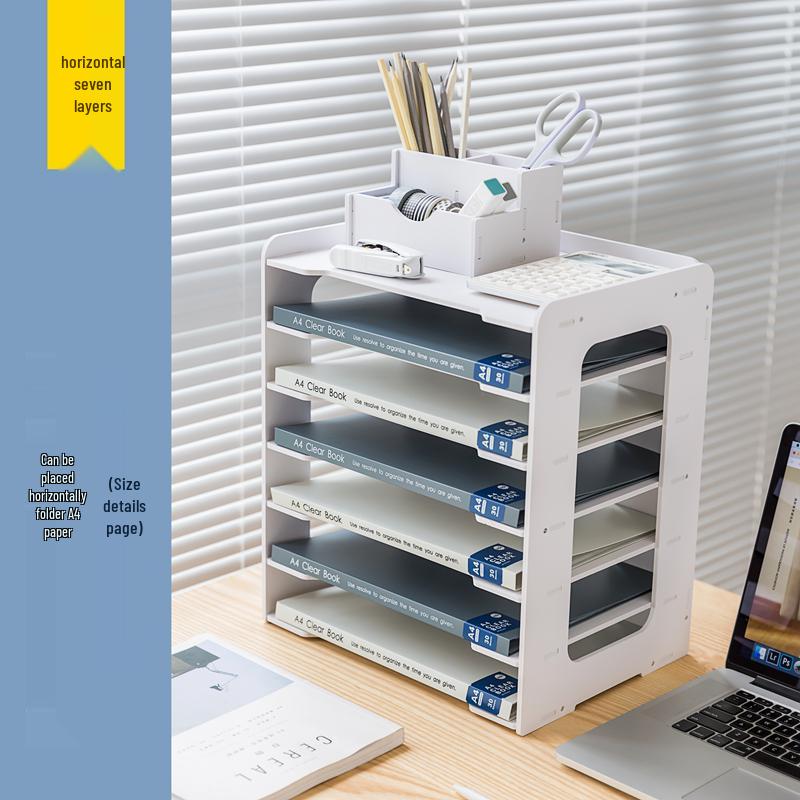 Desktop File Organizer with Storage Boxes and Book Stand