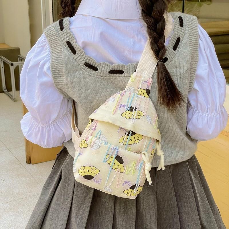 Melody Pompompurin Print Kids Chest Pack With Breathable Nylon For Kindergarten Daily Use