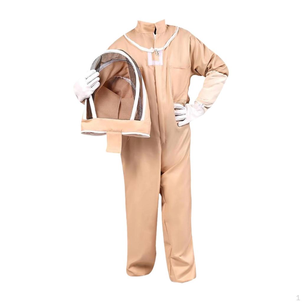 Bee Outfit with Beekeeper Gloves and Fencing Ventilated Cotton Sting Proof Suit