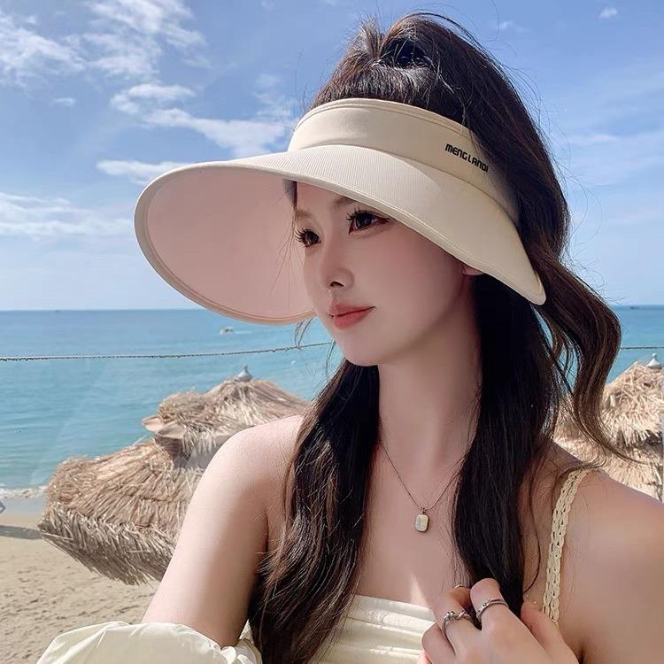 

UPF50 + sun protection hat women s summer UV protection hat big brim ice silk sun hat empty top uv sun hat Adult (55-59cm) чорний