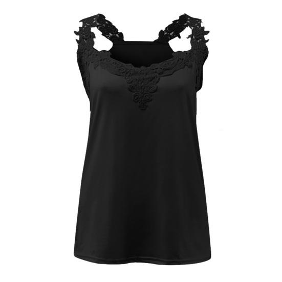 Women Vest V-neck Sleeveless Lace Sling Tops Solid Color Loose Fit Commuter Style Summer Vest Daily Wear