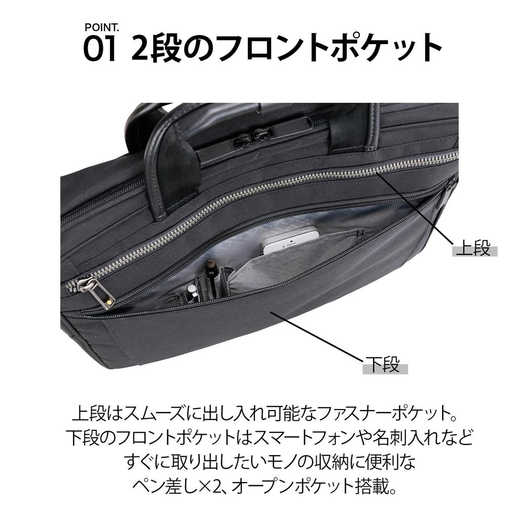 Ace Gene Business Bag, Retentory, 40cm, A4 Size, Single Compartment, Fits 13-inch PCs, Set-Up, 55161 01, Black