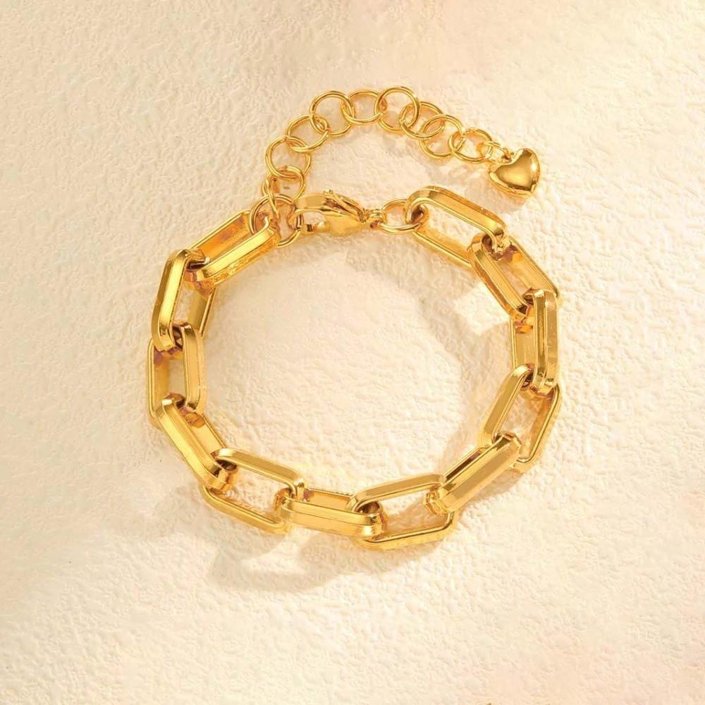 Rectangular Chain Gold Chain Bracelet Wristband Jewelry Stainless Steel Hand Chain  Men
