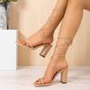 Plus Size Fashion Women's Shoes High Heel Block Heel Sandals Square Toe Cross Strap Sandals