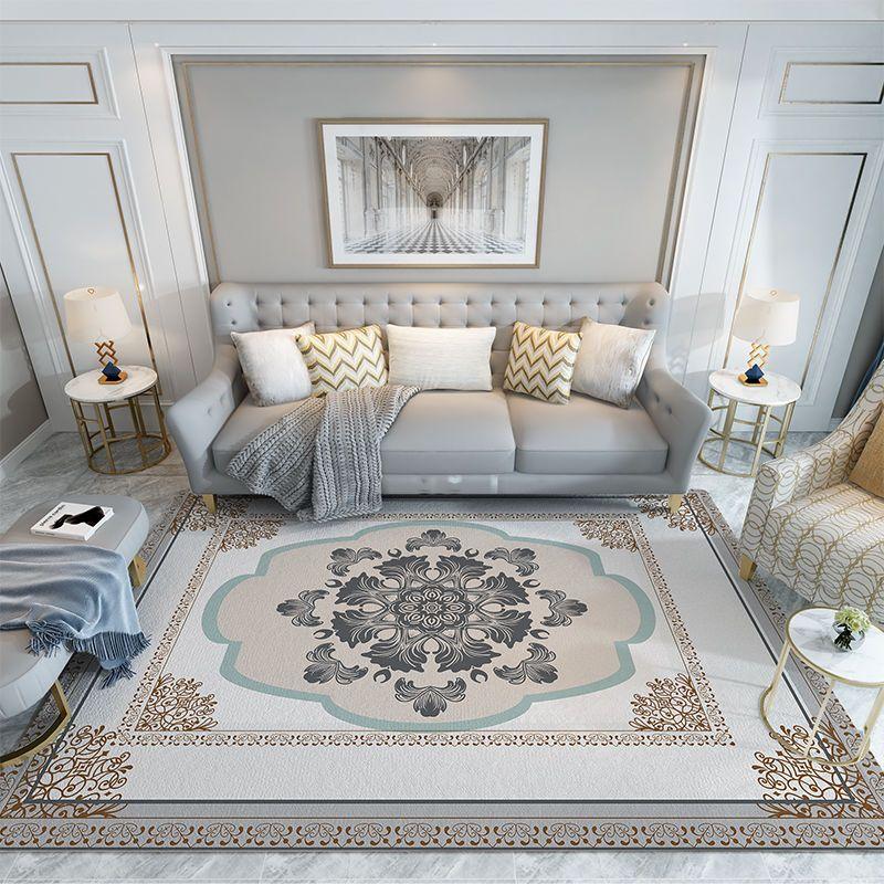 Retro American Style Living Room Carpet Classical Decoration Home Sofa Machine Washable Rug Lounge Bedroom Non-slip Mat Fully