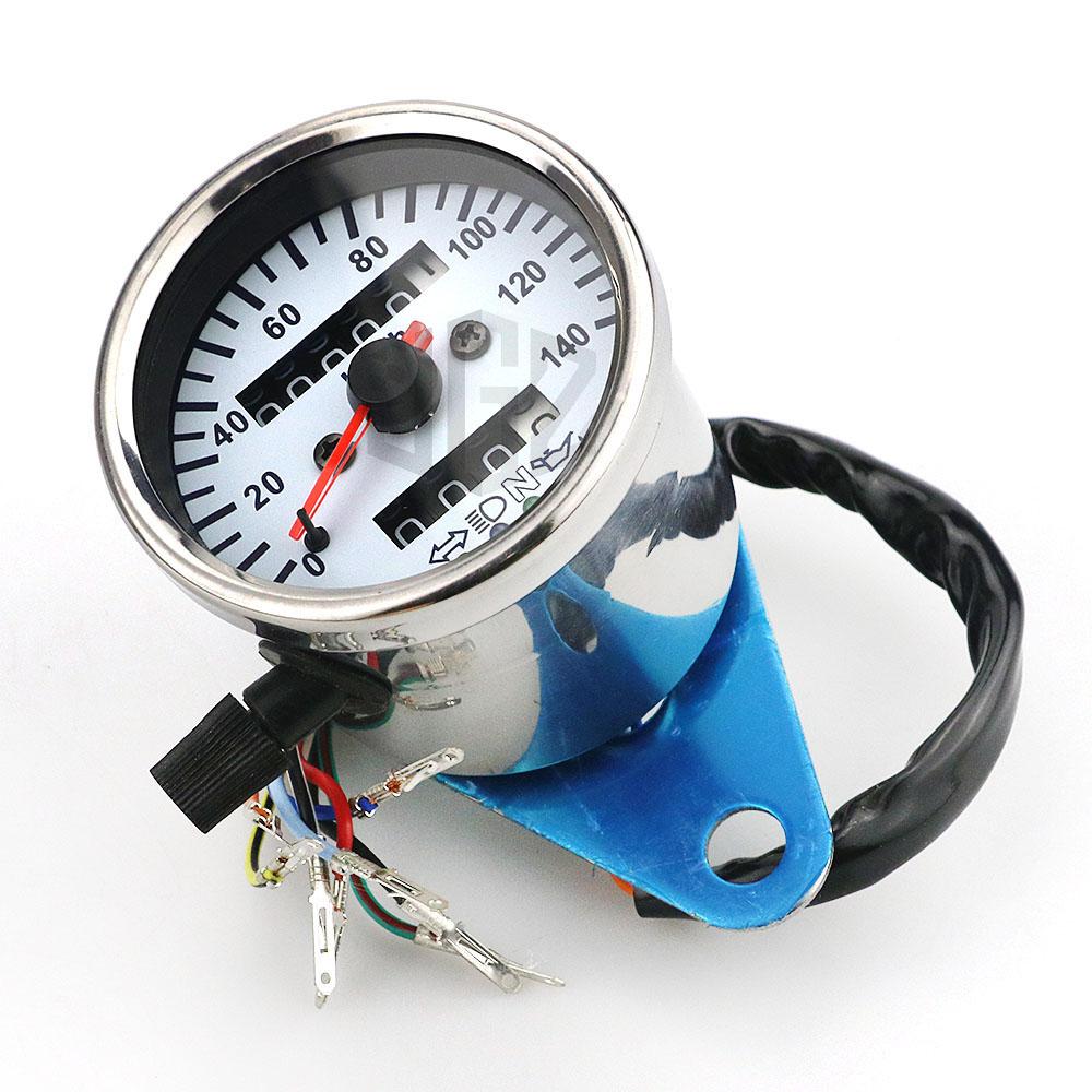 Universal 12V Motorcycle Speedometer Odometer Gauge Dual Speed Meter LED Indicator Light ATV Pit Dirt Bike Scooter Tachometer белый