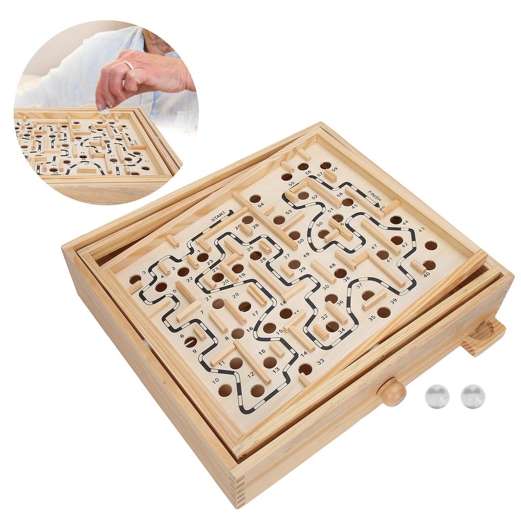 Wooden Ball Game Maze Educational Enhances CoordinationLabyrinth Puzzle Toy for Adults Kids