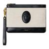 Rivière Logo Zip Closure Linen Cotton Blend Calfskin Clutch Women Clutch Black Beige 1025251-1A17864-2K00J