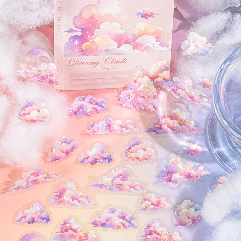 30Sheets/bag Pretty Clouds Theme PET Sticker DIY Handbook Creative Scrapbook Photo Frame Decoration For Phone Case Diary Cup