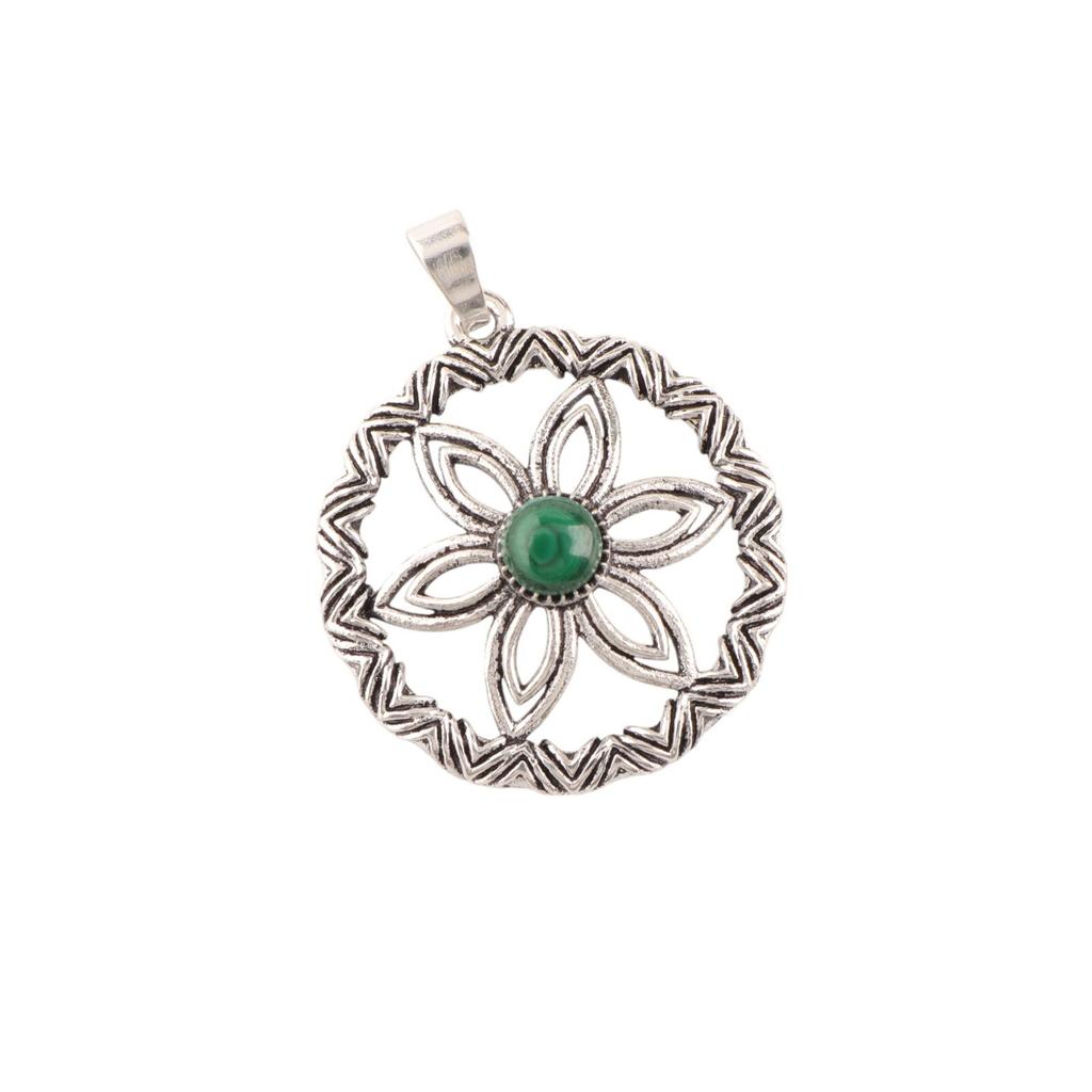 Natürlicher Malachit Edelstein 925 Sterlingsilber Schmuck Handgefertigter Anhänger 1,48" CP-29-30