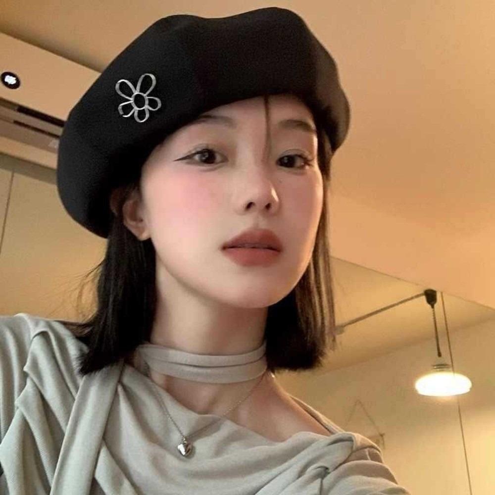 Keep Warm Women Berets Flower Artist Hat Fashion British Painter Caps  Ladies