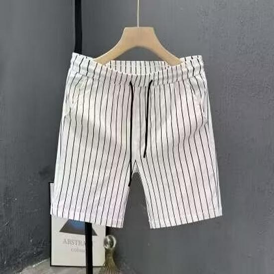 

Мужские полосатые быстросохнущие летние пляжные шорты - Корейский тренд, облегающие, длиной до колена, уличная одежда XL белый