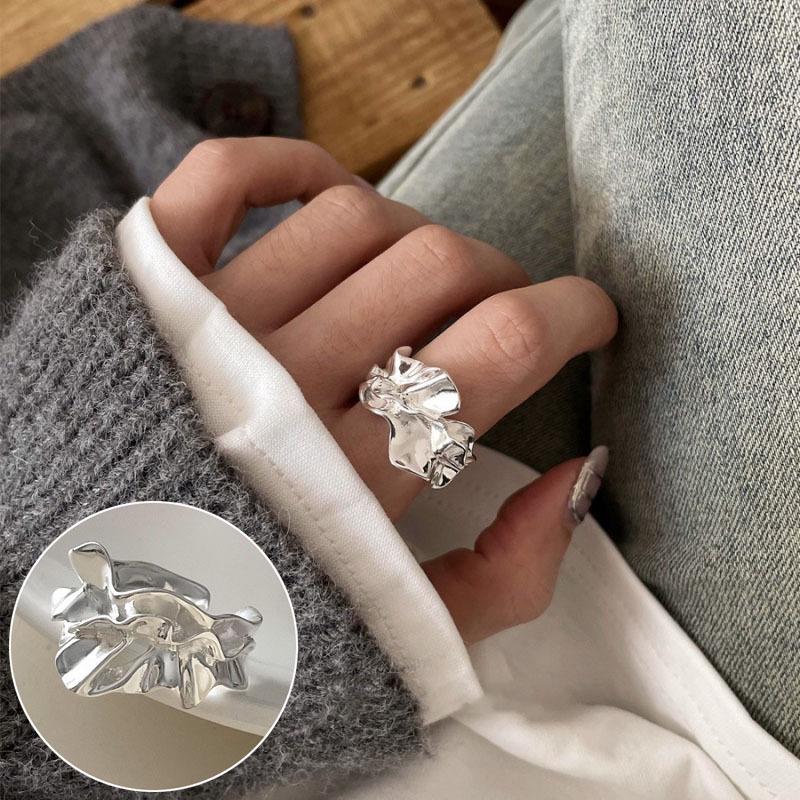 Geometric Lines Open Wrap Ring - S925 Silver Plated for Women