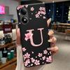 Black Case For ZTE Blade A33S Fundas Beautiful Flower Printing Initial Letters Phone Casing Soft Silicone Protective Back Cover