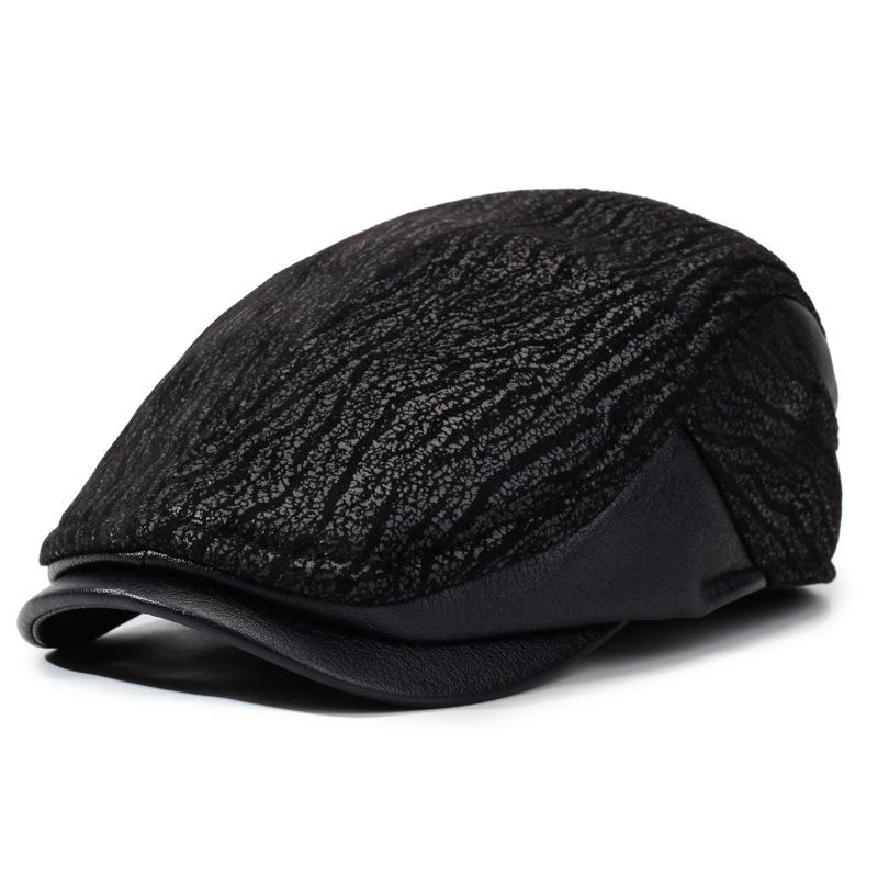 

Осенне-зимняя мужская кепка с козырьком, уличная теплая шапка для среднего и пожилого возраста чёрный