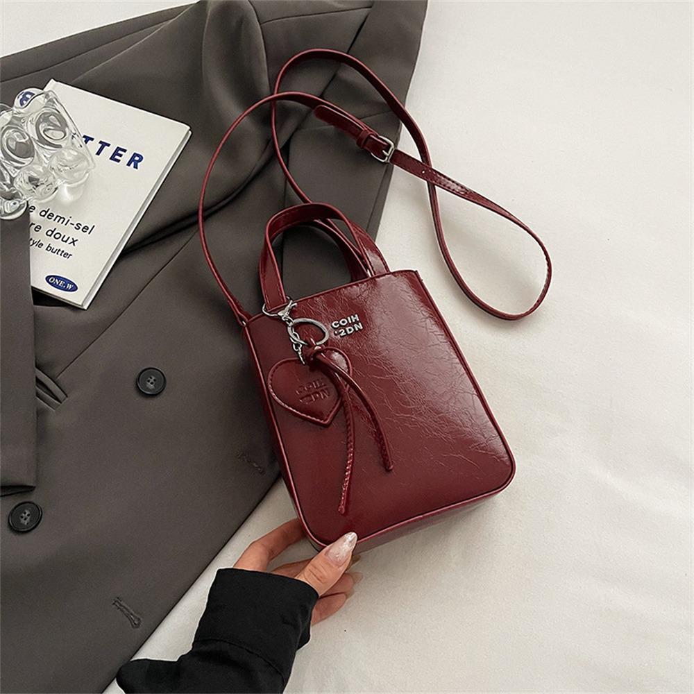 

Trend Korean Pu Leather Shoulder Bag Silver Mini Crossbody Bags High Quality Handbags for Women Lady червоний