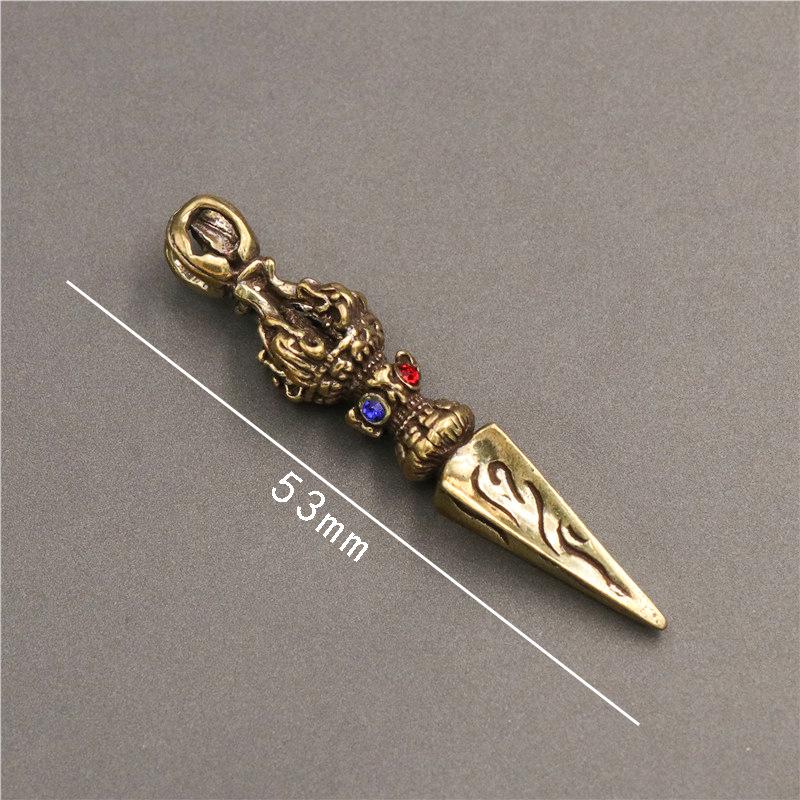 Messing Vajra Stößel Schlüsselanhänger: Goldener tantrischer Anhänger & kleines Ornament