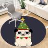 1pc Christmas Pug Office Round Area Rug, Indoor Mat Suitable ForOffice, Under Office Chairs Bedroom Living Room Home Decor, Room Deco T117