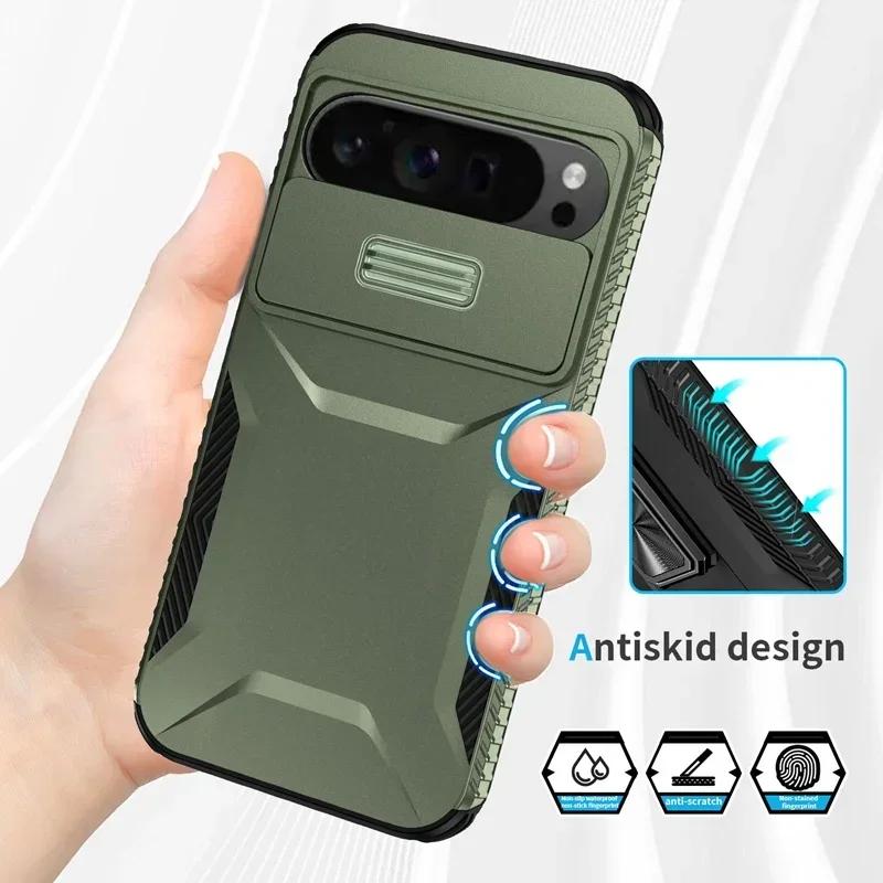 Case for Google Pixel 9 Pro XL Antiskid Cover Sliding Camera Lens Protector Hard Phone Case for Google Pixel 9A 8Pro 7 Pro Shell