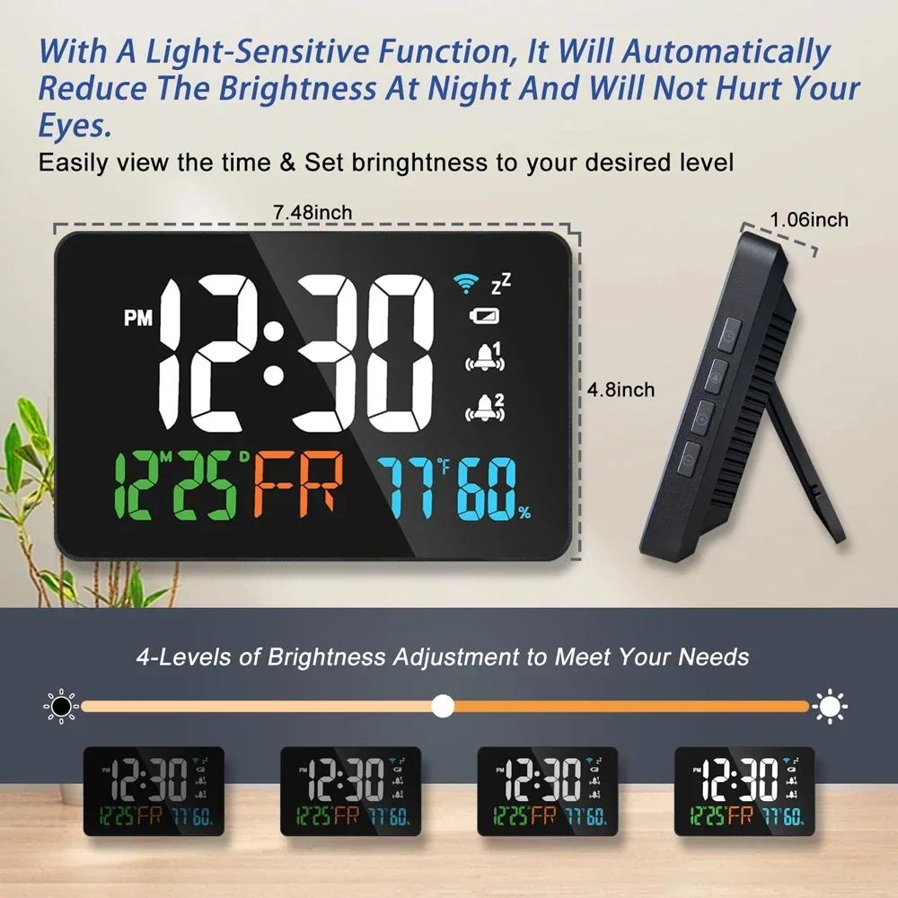Tuya WiFi Desktop Clock Calendar Intelligent Thermometer Hygrometer with Digital LED Display Support WIFI Auto-Calibration Tools