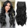 Set Parrucca Estensioni Capelli Sintetiche Ricci 4 Pezzi Clip-in Filo Sintetico Alta Temperatura 11 Clip Non Adatto per la Tintura Esportazione Transfrontaliera