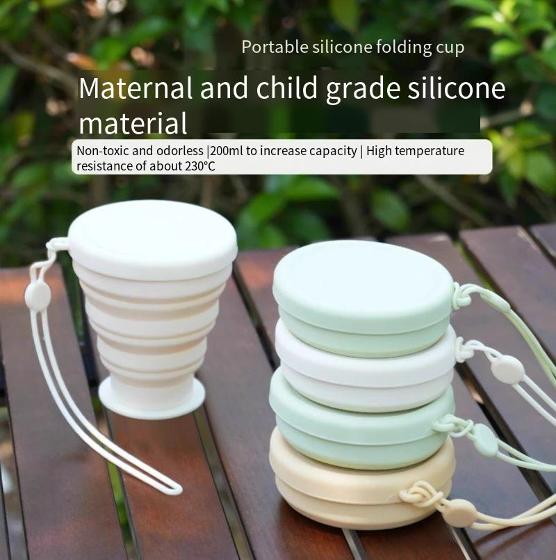 200ml Portable Travel Compression Folding Silicone Water Cup Telescopic Foldable Outdoor Camping Water Cup