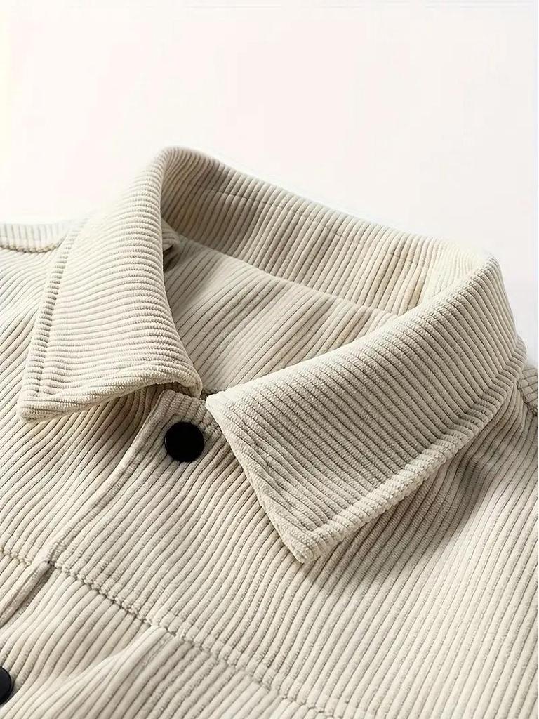 Men's Trendy Corduroy Single-breasted Long Sleeve Pocket Jacket