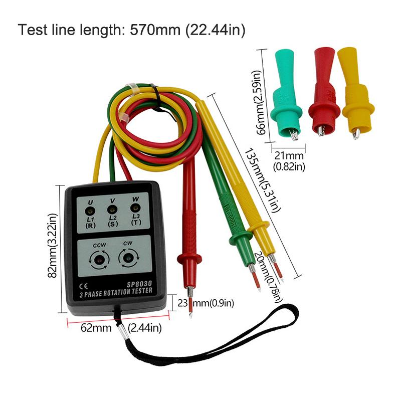 3 Phase Alternating Current Phase Meter Phase Detector Rotation Tester Phase Indicator Digital Phase-Order Indicator