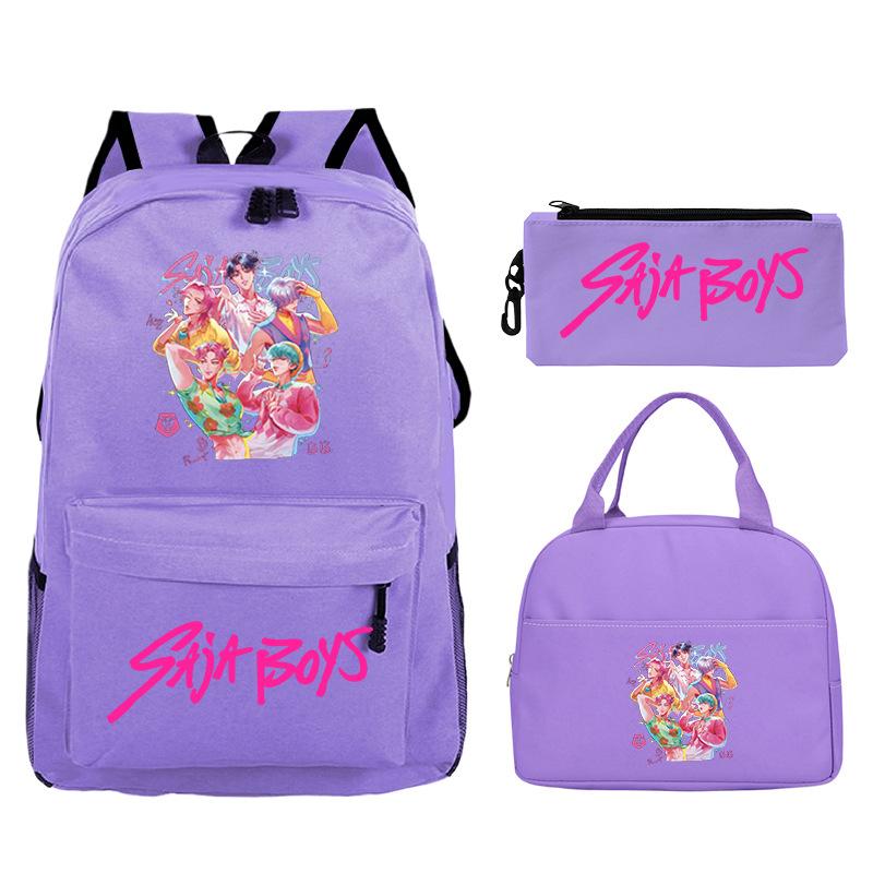 Demon Hunters Printed Children's Backpack Three-piece Campus Fashion Primary and Secondary School Students Large Capacity School Bag