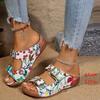 Fashion Fashion Printed Wedge Heels Sandals Women Summer 2025 Double Buckle Platform Slippers Woman Lightweight Non Slip Beach Sandles
