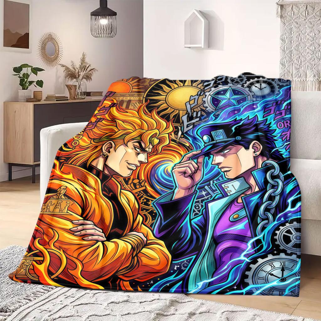 JoJo's Bizarre Adventure Flanelldecke mit Aufdruck, Cartoon-Figuren für das Sofa, Bequeme Schlafzimmerdecke, Reisedecke_LIAN