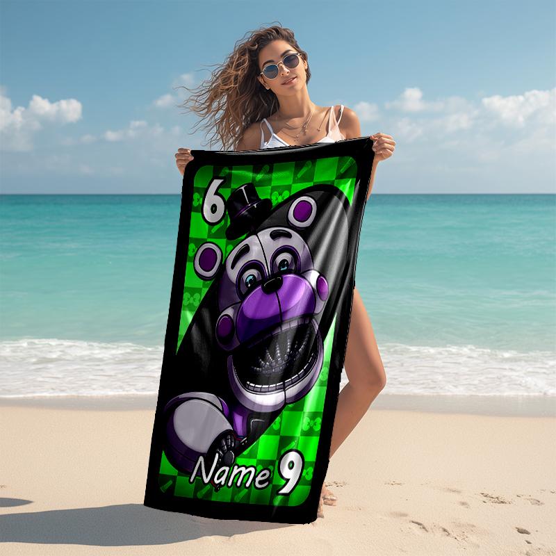 Personalized Customized Proof Beach Towel with Five Nights At Freddy's Pattern - Soft, Absorbent, Quick-drying, Perfect Swimming, Camping&bathing