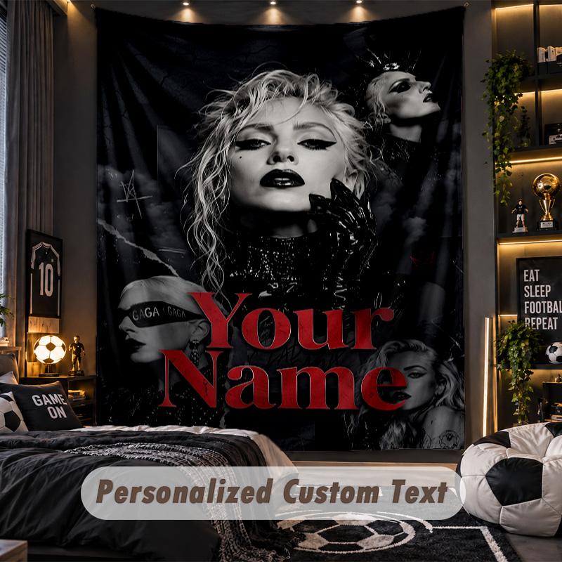 Personalisierte Wandtapisserie, Lady Gaga Individuell Bedruckter Name, Stoff-Wandkunst für Innenraum-Hintergrund