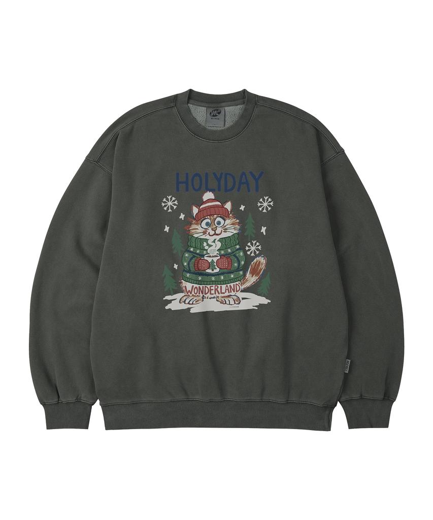 WILDROCK Hollysheesh Holyday Cat Pigment Oversized Sweatshirt_5 Col
