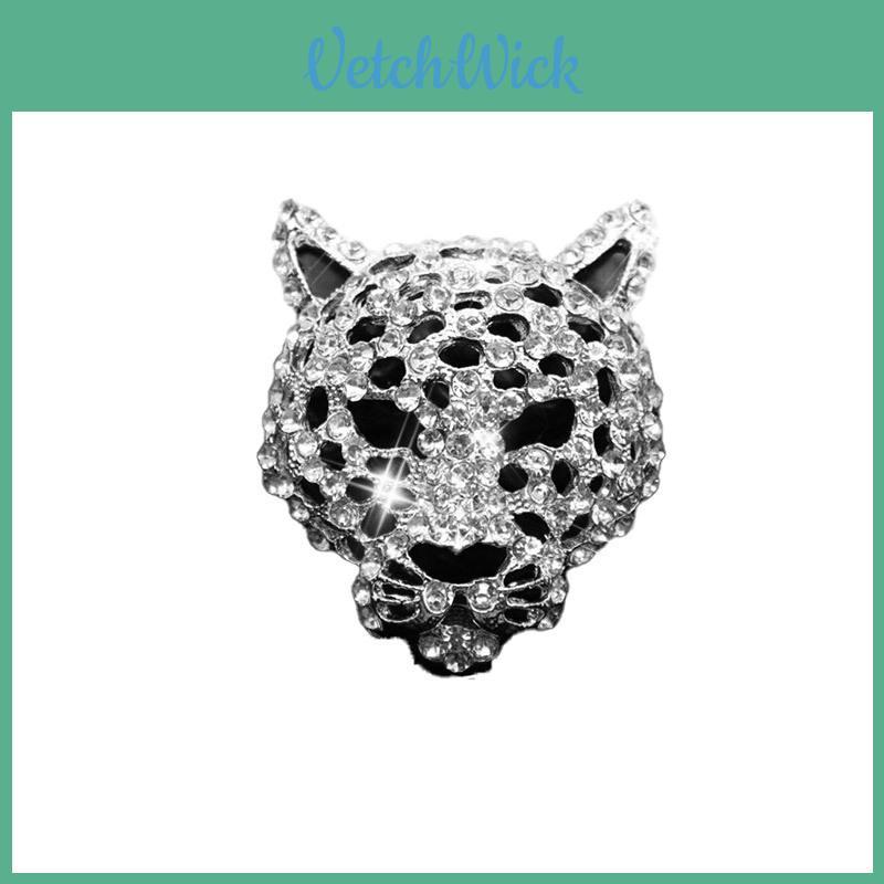 Nuovo Fermaglio Profumo Aromaterapia per Bocchetta Aria Auto con Testa di Leopardo e Diamanti Decorazione Personalizzata per Interni Auto