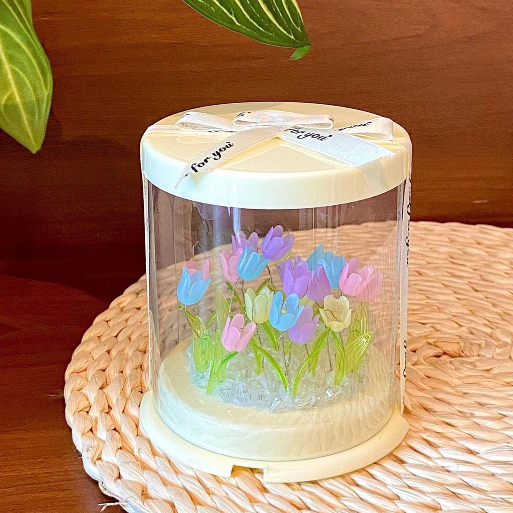 Tulip Flower Cake Box Night Light - DIY Handmade Birthday Gift for Girls & Friends