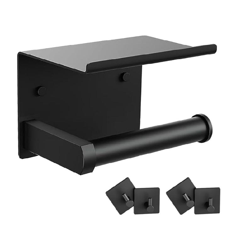 Contemporary Wall Fixed Paper Towel Rack with Attachments & Shelf Strong Metal Resistant Designing For Bathroom Kitchen