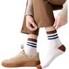 MiiOW 5 Pairs Men's Striped Mid-Calf Breathable Odor-Resistant Sports Socks Fashion Colorblock Cotton Basketball Socks