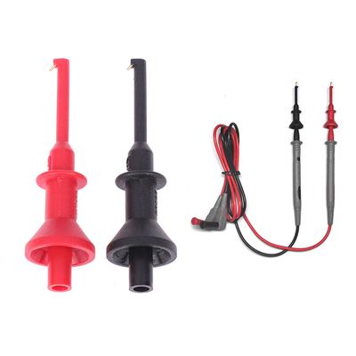 2Pcs Multimeter Probe Hook 4Mm Threaded Socket Smd Ic Clamp Spring Damage Test Gilding Threaded Telescopic Flexible Probe Tools