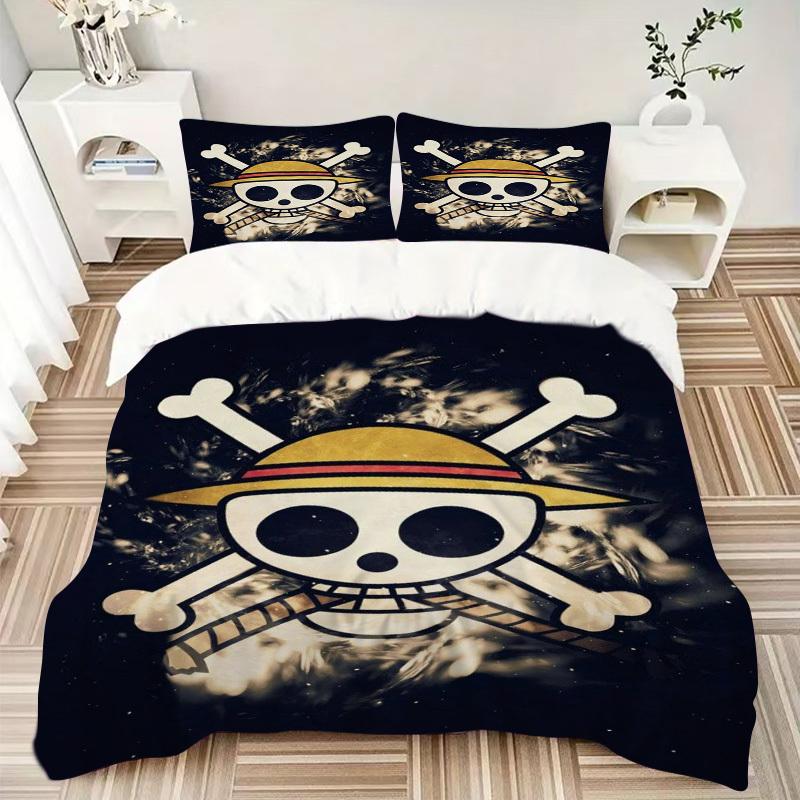 One Piece Skull Logo Bedding Set - 3 Piece Comforter Cover Gift for Bedroom,Includes No InsertB154