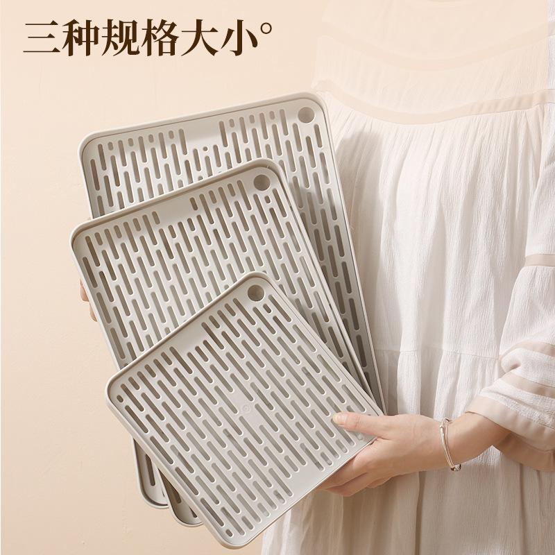 Double-layer Plastic Drain Tray Household Drain Tray Tea Tray Shelf Bowl Chopsticks Tea Cup Rectangle Storage