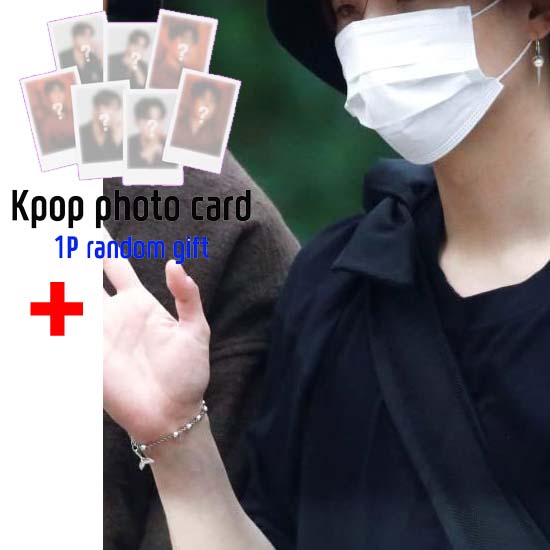 

[Браслет BTS SUGA] Серебряный браслет с хвостом + 1 случайная фотокарта