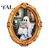 Cute Ghost Oil Painting Magnets Vintage Halloween Fridge Magnet, Retro Gold Frame Refrigerator Decoration Holiday Magnet Set with Strong Magnetic