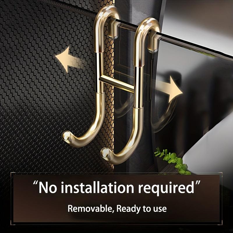 Shower Door Hook Metal Hanging Hook For Clothes Coat Towel Multifunctional Strong Bearing Hook Bathroom Shower Glass Door Hook