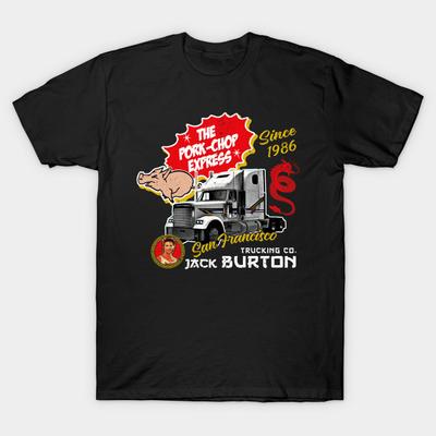 Asian Size Men Print T-shirt Jack Burton Pork Chop Express No-Cut Heat Transfer Print Cotton Tshirt