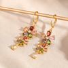 Women's Multi-color Cubic Zirconia Wedding Earrings Luxurious and able, Hanging Flowers, Jewelry