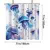 1PC Watercolor jellyfish pattern printed shower curtain, waterproof, with 12 hooks, bathroom showers, bathtub, home use