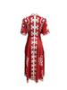 Robe Qipao Florale Rouge avec Coupe Ample et Grand Col