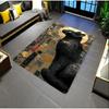 Egyptian Black Cat Rectangle Carpet Ancient Hieroglyph Stained Glass Cat Lover Home Decor Mat Non Slip Floor Rug Bedroom